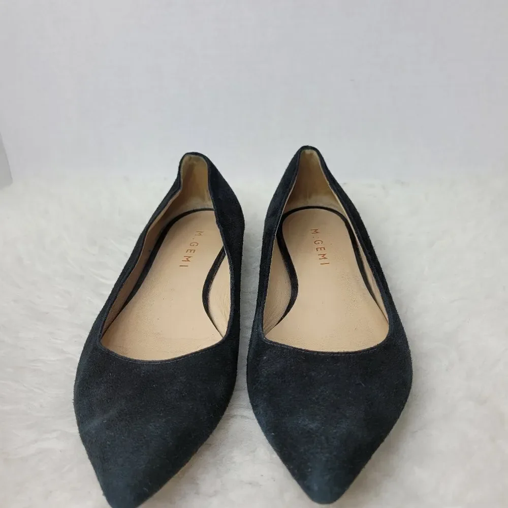 M. Gemi Black Suede Pointed Toe Flats  Ballet Womens Shoes Size 6.5 US 37 EUR